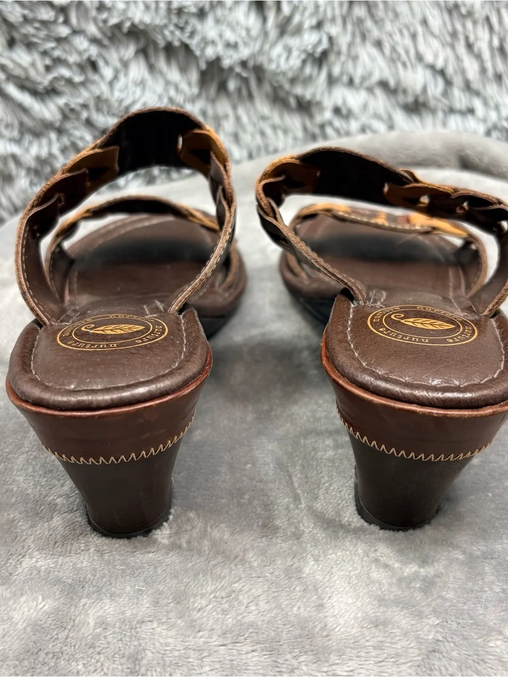 Nurture Lamaze Wedge Sandals Womens 8 Brown Leather Brazil Slide Braided